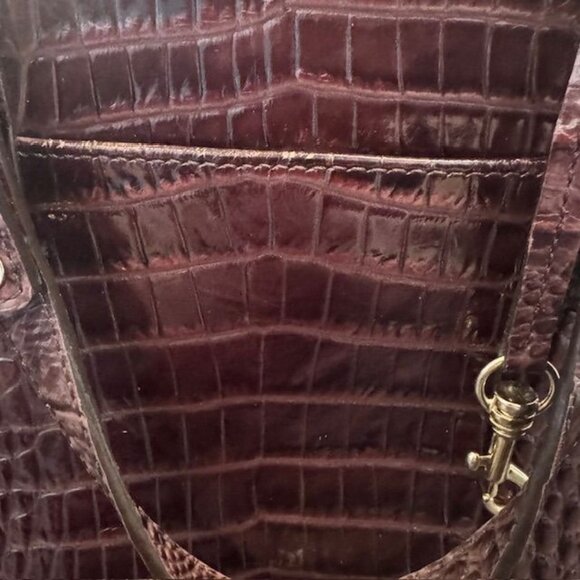Brahmin Crocodile Embossed Leather Handbag With Tassel Accent & Gold Hardware - Picture 10 of 16